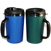 2 Foam Insulated 20 oz ThermoServ Mugs Blue & Green