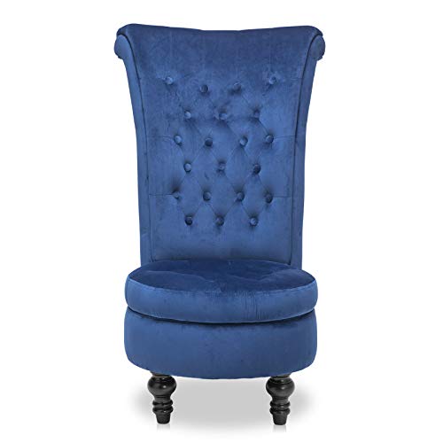 High Back Accent Chair, Velvet Throne Chair Chair with Storage for