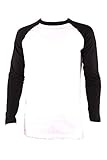 Teejoy Men's Basic Full Raglan Sleeve Baseball Tee Shirt (XL, Black/White)