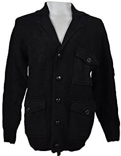 Men 's Casual Knitted Shawl Collar Cardigan Sweaters Pockets(XXXL,Black)