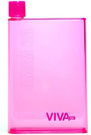 H2O PINK water bottle Flat Reusable, Portable Notebook Style, Ultra Slim Water Bottle, Memo Bottle For Every Age Group By Celebration (Red)