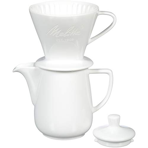 Melitta Porcelain PourOver Carafe Set with Cone Brewer and 20 Ounce