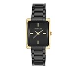 Anne Klein Black and Goldtone Ceramic Bracelet Watch