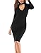 ALAIX Women's Sassy Keyhole Low-Cut Bodycon Long Sleeve Winter Pencil Party Evening Dress Black-M