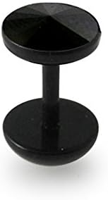 Crystal Stone Flat Top with Black UV IP Dome Dumbbell Fake Plugs Body Jewelry