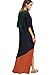 Verdusa Women's Summer Color Block Side Split Loose Maxi Long Dress Green Orange L