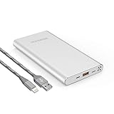 Portable Charger 10000mAh Cell Phone Power Bank External Battery Backup Pack BENANNA Dual Input Compatible with iPhone X XS Max XR 8 7 6 Plus Android Galaxy Note iPad LG - Silver