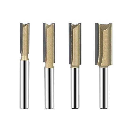 4pcs Tungsten Carbide Double Flute Straight Router Bits Wood Router Bit 1/4 Inch Shank Set for Woodworking Groove Chisel bits