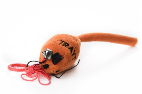 Copa Judaica Chewish Treat Mouse Plush Cat Toy with String Attached, 5 by 1.5-Inch, Orange