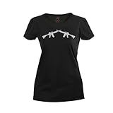 Black Women's Crossed Rifles Embroidered Longer Tactical T-Shirt