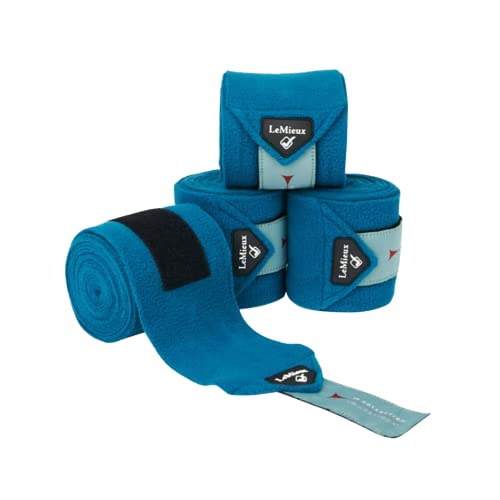 LeMieux Classic Polo Bandages in Marine with Zipped Case - Soft Fleece Protection Wraps - 3.8 m Long - Pack of 4 - Full