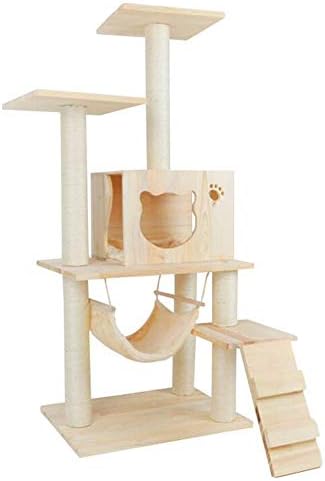 Lsyoa マルチレベル キャットタワー 猫タワー ネコタワー アパート プラットフォーム ペット 家具 猫スクラッチポスト Wooden お気に入 アクティビティセンターを有します ゲームハウス