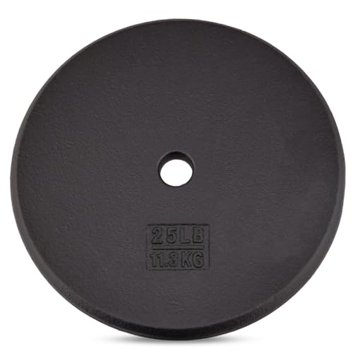 Yes4All Unisex-Erwachsene Standard Hantelscheiben aus Gusseisen, 2,5 cm, F. 11,3 KG-EINZELN, F. 25 LBS-Single