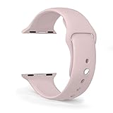 FanTEK 42mm M/L Sports Silicone Replacement Wrist Strap for iWatch Apple Watch Band Series 1 Series 2, Pink Sand