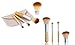 Hollywood Sensation Women Pendant Necklaces : Round Cut Cubic Zirconia18k White Gold Plated+Natural Mink Mega Volume Eyelashes+Travel Size 4 Pieces Makeup Brushes,Gift for Her
