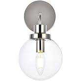Living District Hanson 1-Light Metal Bath Sconce in Polished Nickel and Clear