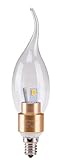 Hyperikon® LED Candle 3-Watt (30-Watt), Flame Tip Chandelier Bulb, Gold Housing, Candelabra Base (E12), 2300K (Amber GlowTM), 340°-Beam Angle, Dimmable, UL-Listed
