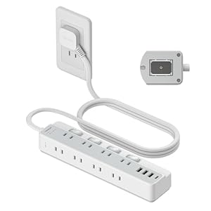 TESSAN 電源タップ マグネット 延長コード 2m 薄型プラグ たこあし コンセント usb付き テーブルタップ ホワイト