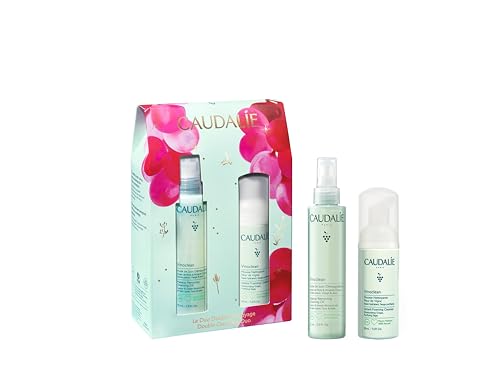 Caudalie Vinoclean Skin Care Set, Makeup Removing Cleansing Oil 75 mL and Instant Foaming Cleanser 50 mL Double Cleansing Duo