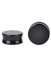 Kokoma - 2 pares de dilatadores de oreja de piedra orgánica y ónix negro, dilatadores de túnel de doble acampanado