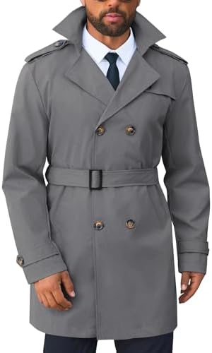 Sumairah Mens White Double-Breasted Mini Trench Coats Storm Flap