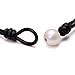 Aobei Pearl Single Cultured Freshwater Pearl Bracelet Handmade Leather Pearl Jewelry for Women 7'' Black Leather White Pearl