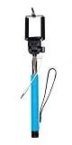 Selfie Stick for iPhone 6 6s Plus 5 5s 5c 4 | Android Samsung Galaxy S5 S6 Note LG G4 HTC One M9 Nexus OnePlus 2 | Plug and Play Stik for Easy Fast Photos | Blue Handle