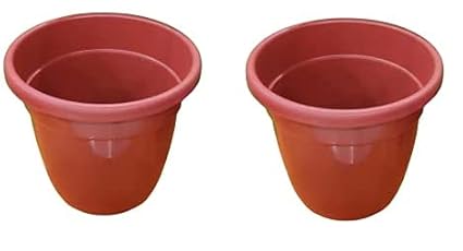 TECHBLAZE Big Size Gardening Flower Pots Container for Outdoor and Indoor Lightweight 18 inch Plastic Gamla for Modern Decorative Gardening, Balcony, Lawn and Roof (RED, 2)