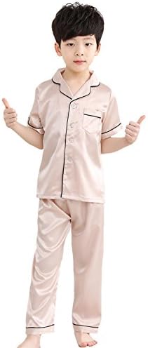 HorcuteKids Satin Short-Top and Long-Pants 2-Pieces Pajamas Sleepwears Set
