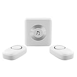 Wireless Doorbell Operating At Over 500-feet Range with 52 Chimes, 1 Receiver and 2 Remote Transmitter(No Batteries Required for Receiver）