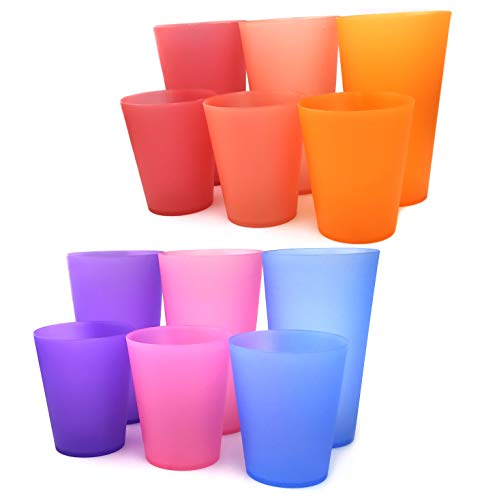 32-ounce and 18-ounce Plastic Tumblers/Drinking Glasses/Party Cups/Iced Tea Glasses Set of 12,6 Assorted Colors| Unbreakable, Dishwasher Safe, BPA Free - Thumbnail 5