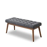 ASHCROFT Mid-Century Modern Rexton Gray Fabric Bench