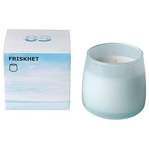 IKEA ASIA FRISKHET Scented Candle in Glass, Blue Pure Sky, Blue