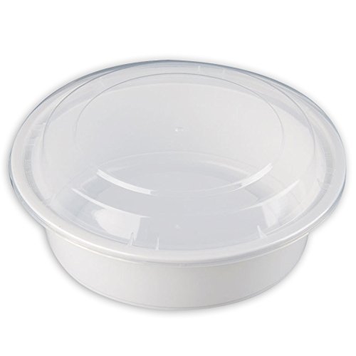 SafePro 32 oz. White Round Microwavable Container with Clear Lid, Lunch