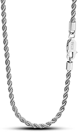 Amazon.com: Solid 925 Sterling Silver Necklace for Men and Women