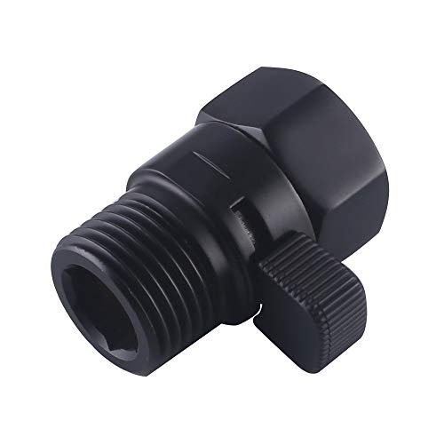 Shower Head Shut Off Valve, APLusee Brass Water Flow Restrictor, Handheld Shower Regulator with On Off Switch, Matte Black - Thumbnail 7