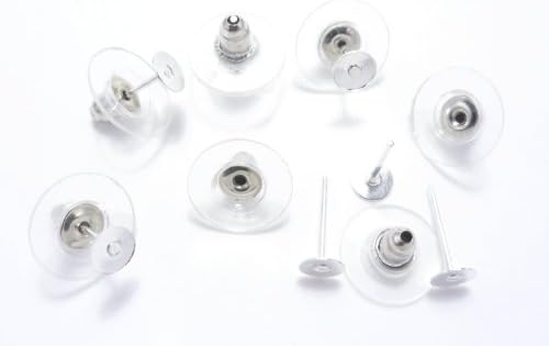 DIYcraft Earring Pin Post Stud Back Pad Lock Blank Findings DIY Supplies Clutch Pierce FREE Silver Pin 20 Pieces