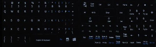 ENGLISH US ADDITIONAL NON-TRANSPARENT KEYBOARD DECALS BLACK, WHITE OR GREY BACKGROUND FOR DESKTOP, LAPTOP AND NOTEBOOK (Black Background)