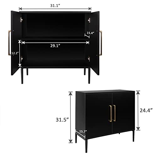 REHOOPEX Black Storage Free Standing with Doors