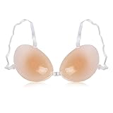 Coolrunner Invisible Rounded Thicken Push Up Sutian Silicone Bra Adhesive Nipple Pasties Breast Petals With Straps Women (B)