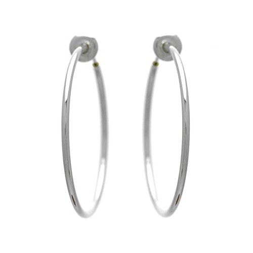 Cerceau 35mm Silver Plated Hoop Clip On Earrings