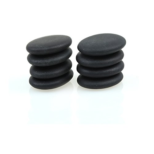 Romonacr 8Pcs Professional Small Massage Hot Stone Set Natural Lava Heated Stones Basalt Warmer Rock for Spa, Massage Therapy 1.18 x 1.57 x 0.31in(3x4x0.8cm) Black - Thumbnail 4