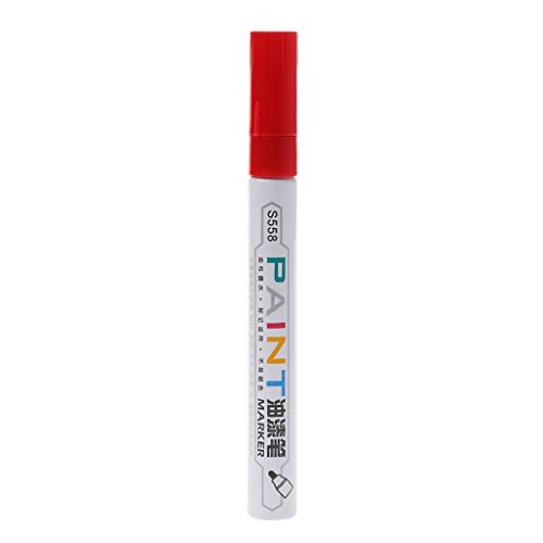 Aixia Waterproof Permanent Paint Marker Pen Tire Metal Outdoor Marking Oil-Ink Pens (Red)
