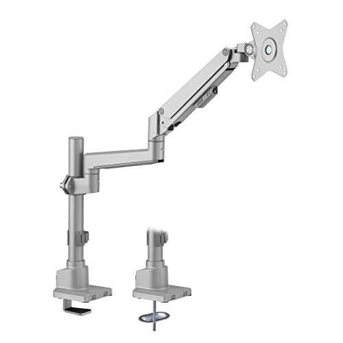 Mount-it! Soporte de Escritorio para un Solo Monitor | Brazo de Monitor de Resorte de Gas montado en Poste | Elevador de Pantalla de computadora de Altura Ajustable Premium