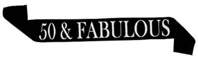 â€œ50 & Fabulousâ€ Black Glitter Satin Sash â€“ Happy 50th Birthday Party Supplies, Ideas and Decorations- Funny Birthday