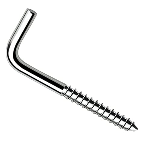 Keple 35mm L Shaped Hook Screws Right Angle Screws (Pack of 50) Zinc Plated Self Tapping 90 Degre Bend Wood Screw, Dresser, Cloth Dryer Square Hooks, Shouldered Wall Hanger, Cup, Picture Hook 3x35 mm