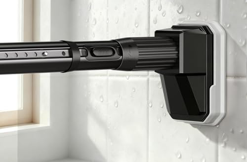 FADOTY Tension Curtain Rods No Drilling, Adjustable Shower Rod for Bathroom, 41-85 Inch Extra Long Tension Rod for Windows Outdoor Patio Room Divider, Heavy Duty, No Rust Anti-Slip, Black