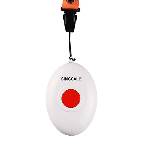 SINGCALL Home Caring Alarm System,Nurse Call,Oval Rounded Shape with Lightweight, More Convenient,Fit for Old, Patients or Children,Include A Caregiver Receiver and 2 Necklace Pagers(APE160).