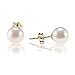 PAVOI Handpicked AAA+ 14K Yellow Gold Round White Freshwater Cultured Pearl Earrings | Pearl Earrings for Women - 6mm