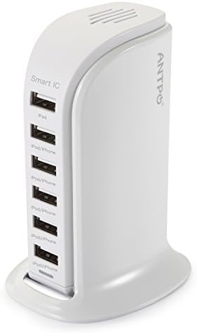 ANTPO 40W 6 Ports Fast Charging Station Multi-Port Desktop USB Charger for iPhone 6 6S plus iPad iPod Samsung Galaxy S6 and Other USB Compatible Devices